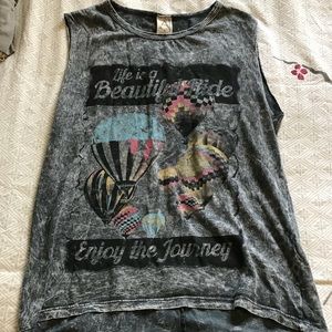 Dark Grey Tank Top with Hot Air Baloons
